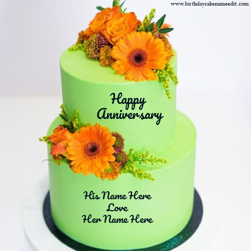 Create Happy Anniversary Cake with Couple Name