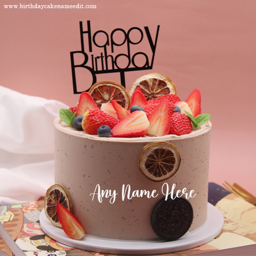 Customizable Happy Birthday Cake with Fresh Fruits Celebrate Special Birthdays