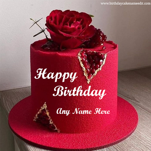 Customizable Red Velvet birthday cake with name edit