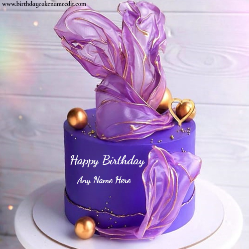 purple happy birthday cake