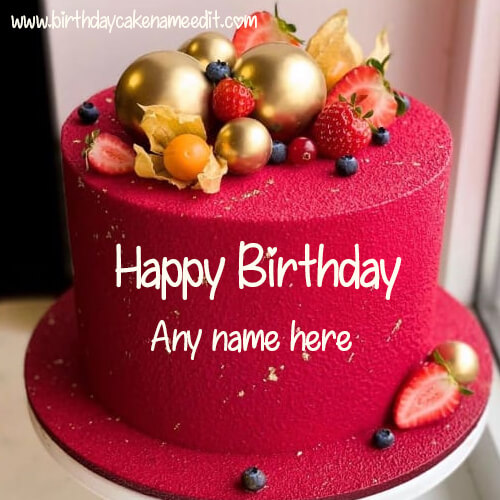 Happy Birthday Red Strawberry Cake With Name Edit
