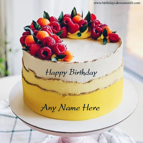 Happy Birthday Full Of Strawberry Card With Name