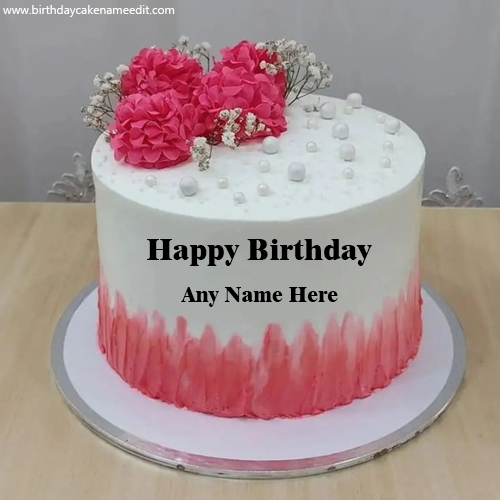 Happy birthday pink flowers cake with name 1686763571