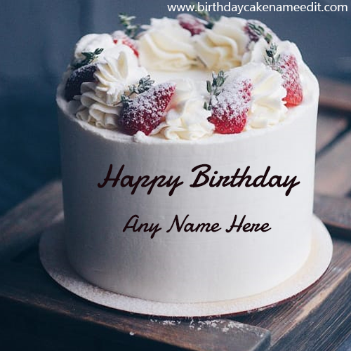 Strawberry Birthday Cake With Name Edit